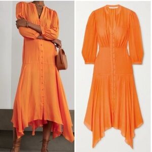 Veronica Beard Roksanda silk-blend midi shirt dress size 10 Tangerine